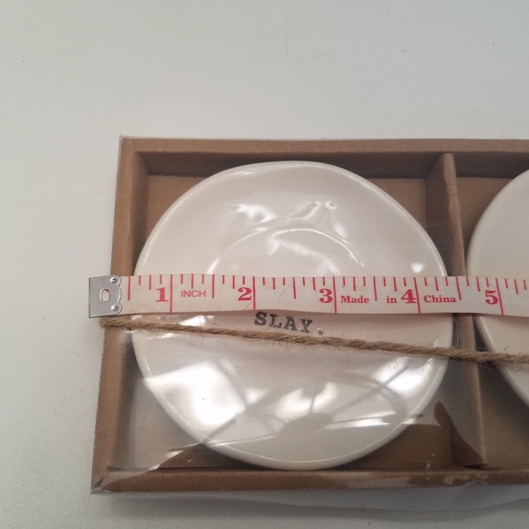 Rae Dunn SLAY ALL DAY Dessert Dish Plates 4.5" Gift Set New - Picture 7 of 8